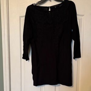 White House Black Market Lace Detail Black Sweater